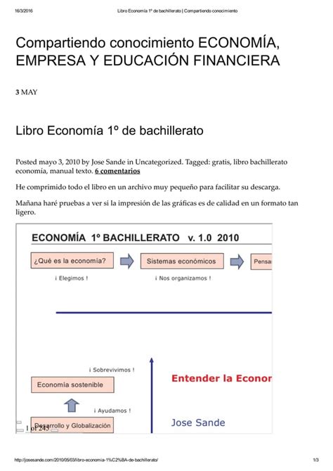 Libro Economía 1º De Bachillerato Compartiendo Conocimiento Pdf