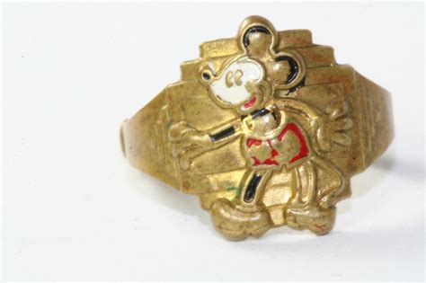 Rare Vintage 1930s 1940s Walt Disney Wdp Brass Enamel Mickey Mouse