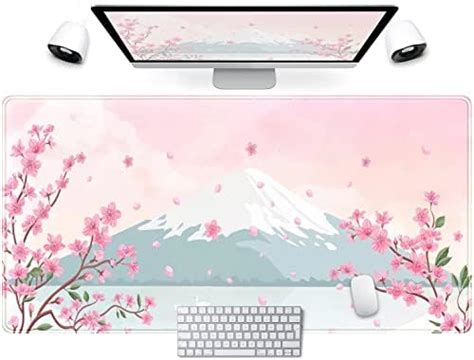 Amazon SXCKANG Cherry Blossom Desk Mat Cute Pink Sakura Large