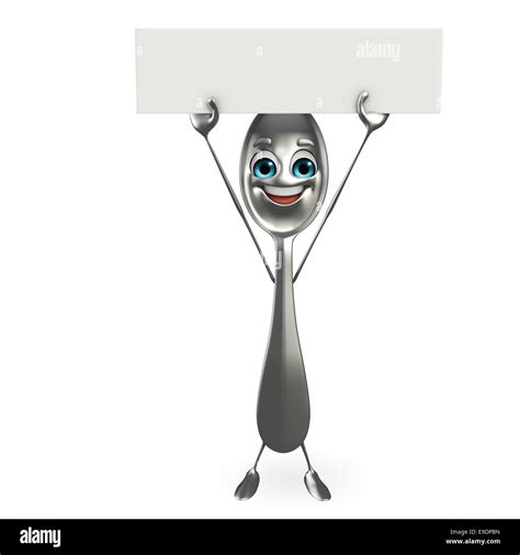 Cartoon character of spoon with sign Stock Photo - Alamy