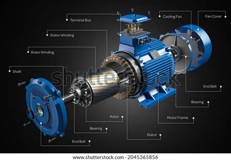 Electric Motor Parts Structure On Black Stock Illustration 2045365856 ...