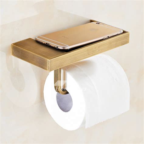 MZ Gold Unique Wall Mounted Brushed Brass Toilet Paper Holder