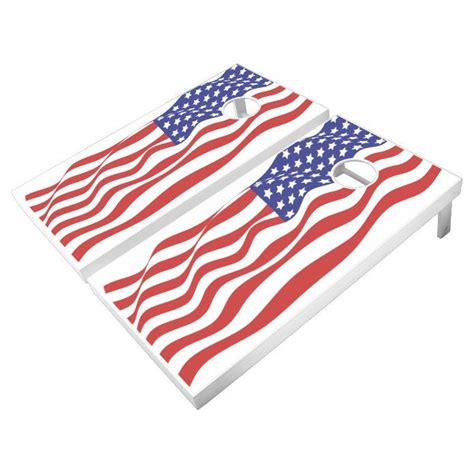 Patriotic Wavy American Flag Cornhole Set Zazzle Cornhole Set