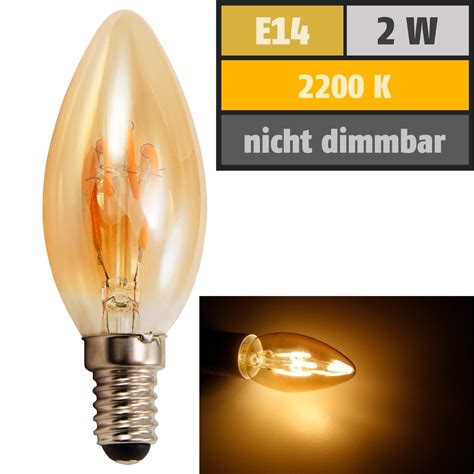 Led Filament Kerzenlampe Mcshine Retro E W Lm Warmwei Goldenes