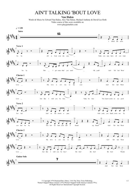 Tablature Ain T Talkin Bout Love De Van Halen Guitar Pro Guitare