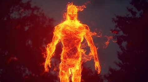 Man In Fire Premium Ai Generated Image