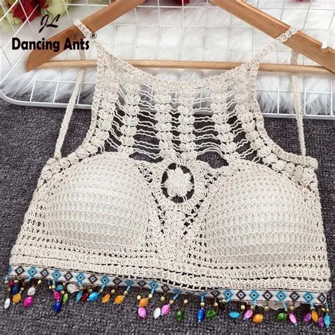 Women Shells Tassel Sexy Bikinis Knitted Crochet Swimsuit Women