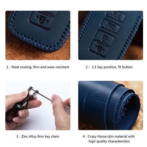 Car Key Case Genuine Leather Protector With Keychain Suitable For