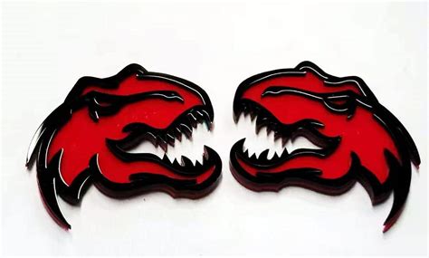 Red Black Dinosaurs T Rex Badge Emblem Symbol Fit For Ram Trx Charger