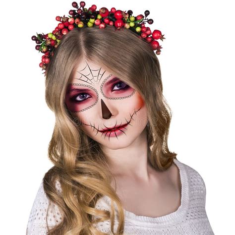 Woman In Day Of The Dead Mask Stock Photo Image Of Makeup Berry