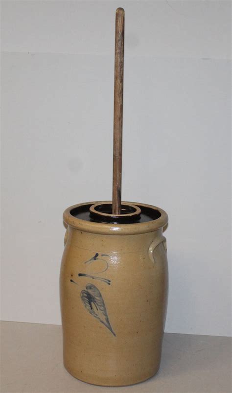 Bargain John S Antiques Antique Gallon Salt Glaze Butter Churn Red