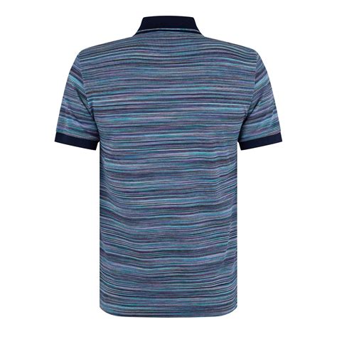 Missoni Space Dyed Striped Cotton Polo Shirt Men Short Sleeve