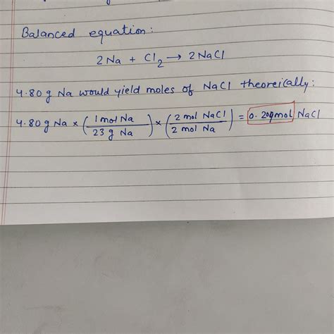 Solved Calculate The Number Of Moles Of Sodium Chloride Nacl