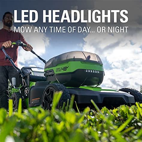 Greenworks 48v 2 X 24v 21 Brushless Cordless Self Propelled Lawn Mower Led Headlight 4