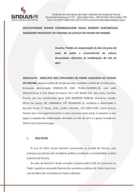 PDF EXCELENTÍSSIMO SENHOR DESEMBARGADOR sindijuspr br disco