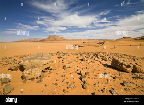 Mountain Range Tadrart Acacus In The Desert Libya Sahara Stock Photo