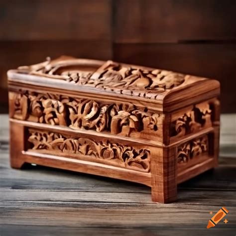 Unique Hand Carved Wooden Box On Craiyon