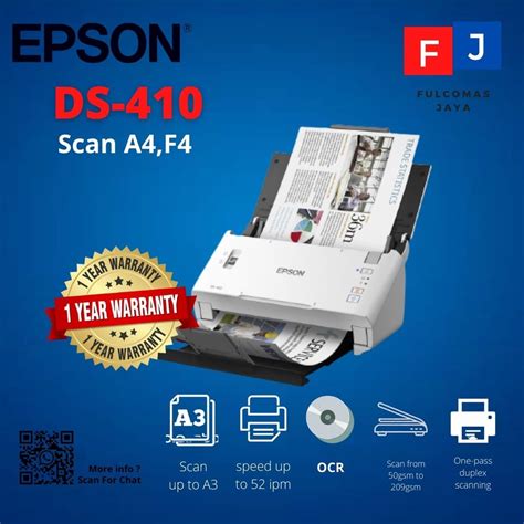 Jual Epson Workforce Ds A Duplex Sheet Fed Document Scanner