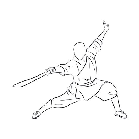 Premium Vector Kung Fu Fighter Vector Sketch Kung Fu Chinese Martial