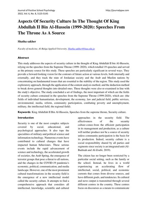 (PDF) Aspects Of Security Culture In The Thought Of King Abdullah II ...