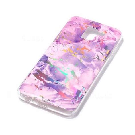 Purple Marble Pattern Bright Color Laser Soft TPU Case For Samsung