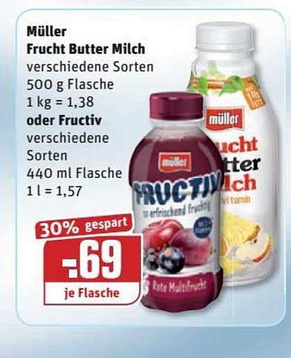 Müller Frucht Butter Milch Oder Fructiv Angebot bei REWE Kaufpark