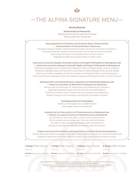 Speisekarte Restaurant Sommet The Alpina Gstaad In Gstaad