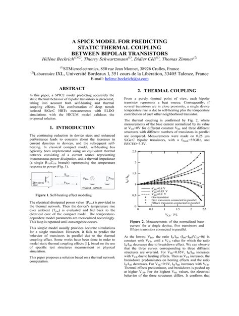 A Spice Model For Predicting Static Thermal Coupling Between Bipolar