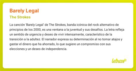 Significado De La Canción Barely Legal The Strokes Letras Com