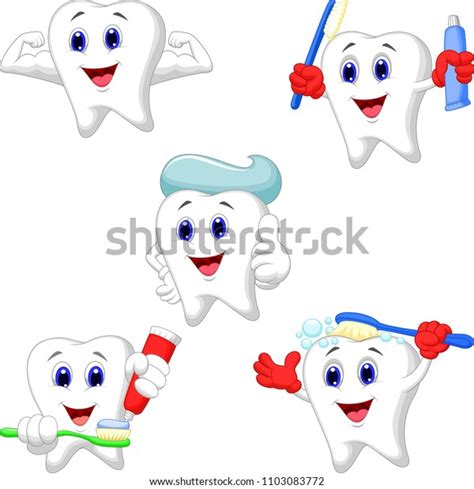 Cartoon Teeth Collection Set Stock Vector Royalty Free 1103083772