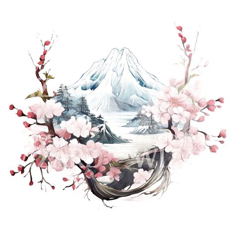 Mount Fuji And Sakura Japanese Tattoo Design In Japanese Tattoo