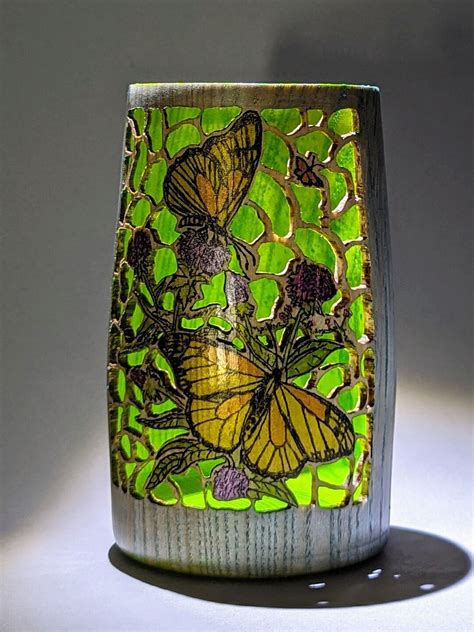 Colorful Wood Luminary Featuring Monarch Butterflies Resting On Milkweed Etsy