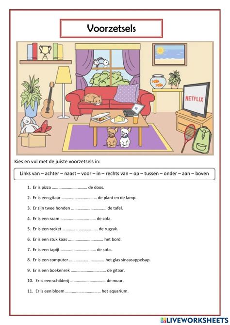 Voorzetsels Worksheet Learn Dutch Worksheets Grammar Activities