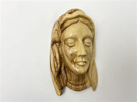 Carving Face Of Virgin Mary Bethlehem Wood Carving