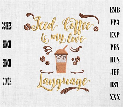 Iced Coffee Is My Love Language Embroidery Coffee Lover Gift By Mulew