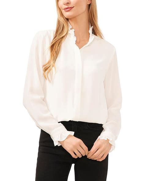 Women S Cece Long Sleeve Ruffled Neck Blouse Zappos