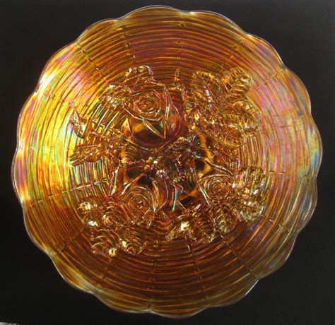 Antique Northwood Marigold Rose Show Carnival Glass Plate Carnival Glass