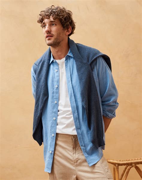 Sky Blue Linen Shirt Mens Linen Shirts Brora Online