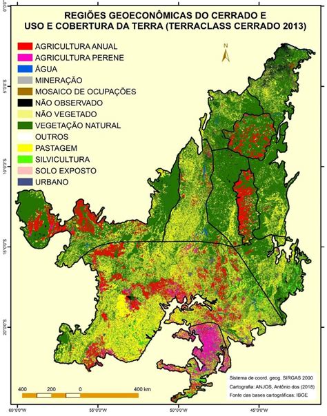 Regiões Geoeconômicas Do Cerrado Sobre O Mapa De Uso E Cobertura Da