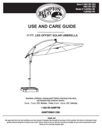 Hampton Bay Ft Aluminum Cantilever Solar Led Offset Patio Umbrella