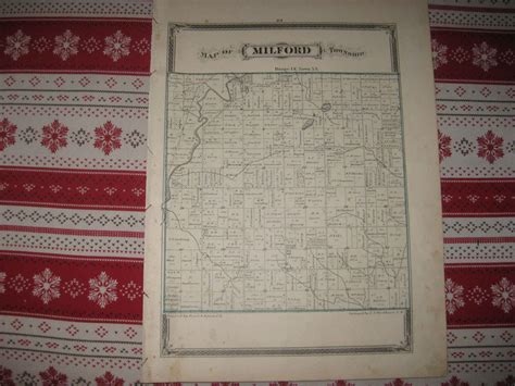 Antique 1876 Milford Township Defiance County Ohio Handcolored Map Nr