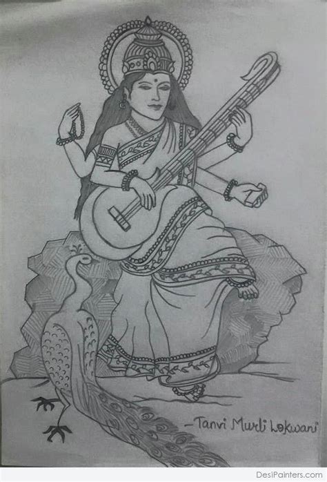 Maa Saraswati Drawing Sketch 100 saraswati devi ideas with quotes hindu ...