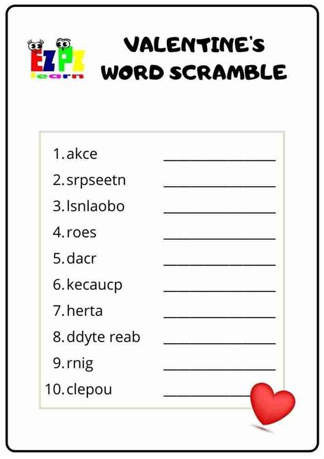 Free Printable Vocabulary Word Scramble Game With Word Worksheet