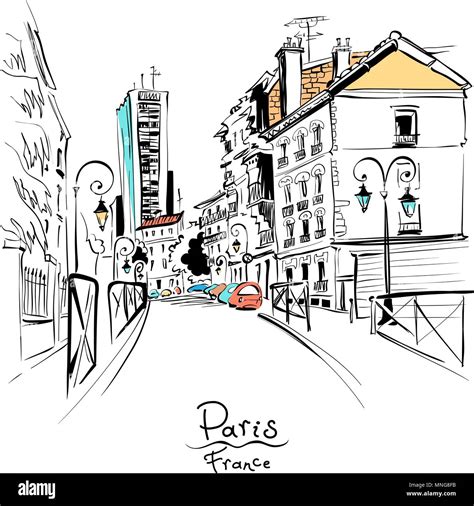 Cozy Paris street, France Stock Vector Image & Art - Alamy