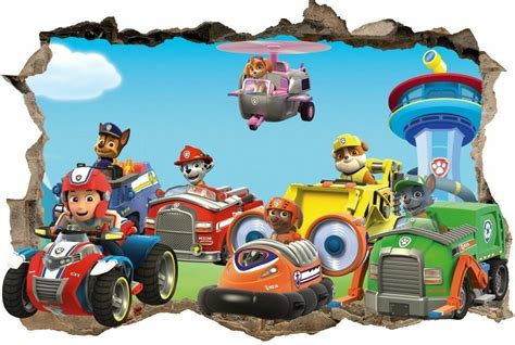 PAW PATROL 140cm STICKER 3D Wandaufkleber Wandtattoo Loch EBay