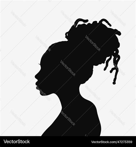 African American Woman Profile Black Silhouette Vector Image