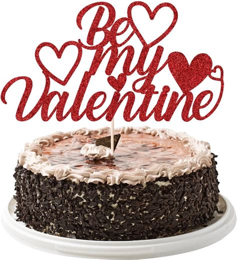 Amazon YUINYO Be My Valentine Cake Topper Red With Glitter Sweet