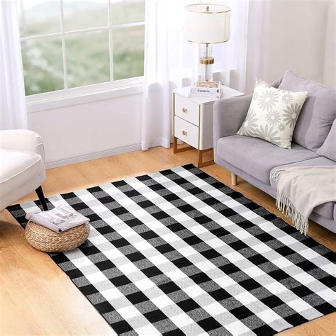 Amazon Joybest Buffalo Plaid Rug X Ft Black And White