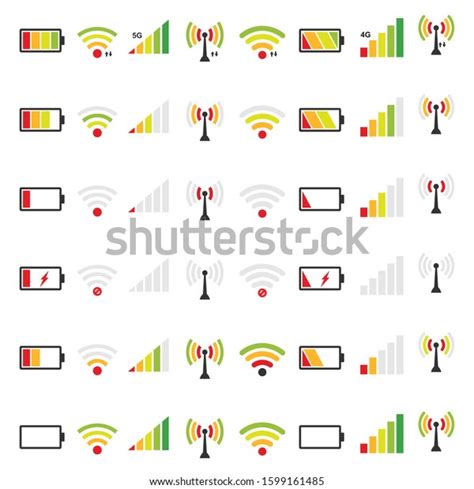 Wifi Signal Icon Set Battery Energy Stock Vector Royalty Free