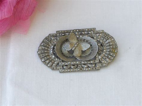 Butterfly Brooch Art Deco Marcasite Vintage - Etsy